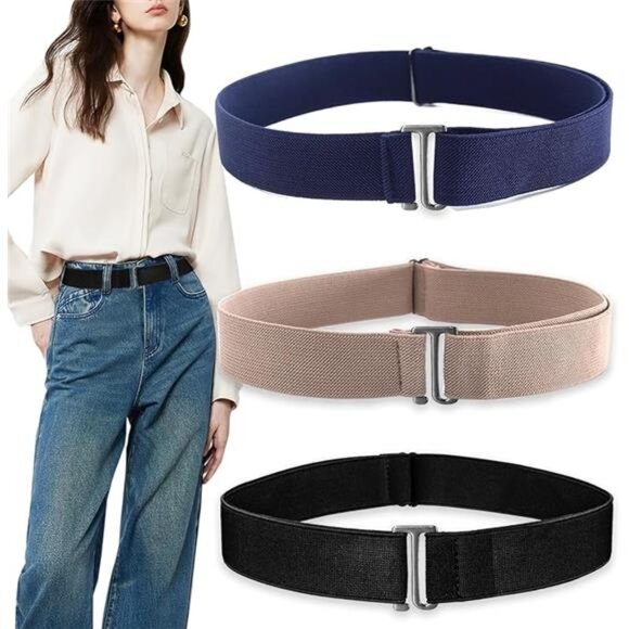 No Show Elastic Belt Women Men Adjustable Flat Buckle Invisible Waist Tuck Band - Picture 8 of 8